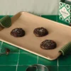 Triple Chocolate Sea Salt cookies on a baking tray